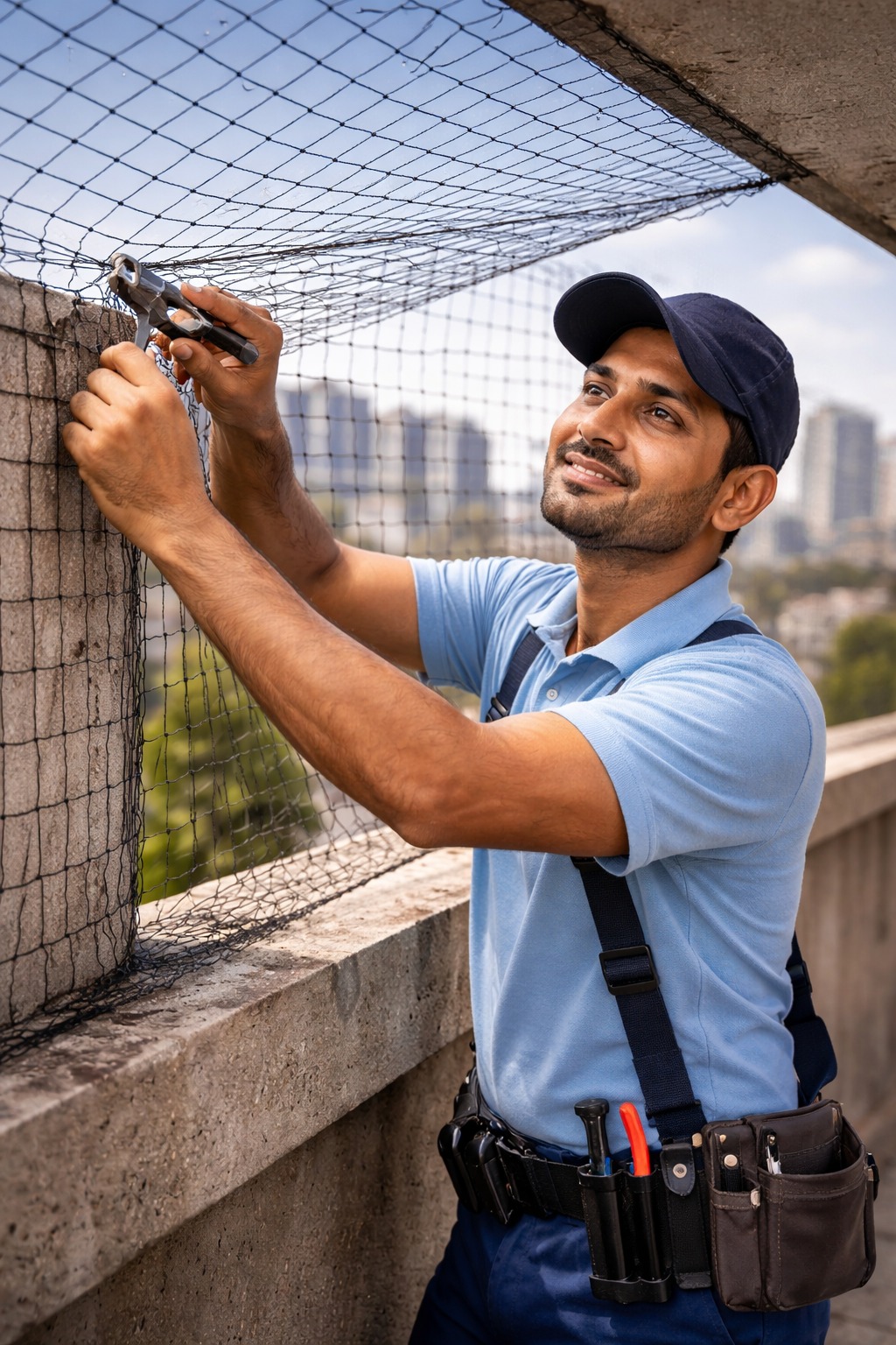bird control service by Pestwale, bird netting installation balcony, pigeon control netting, bird spikes installation, balcony bird protection, pest control Mumbai bird service, bird control Ahmedabad, anti bird net system - 4